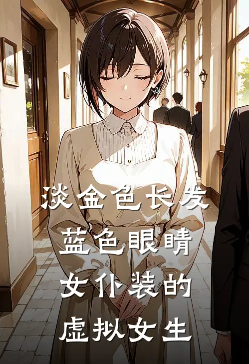 淡金色长发,蓝色眼睛,女仆装的虚拟女生