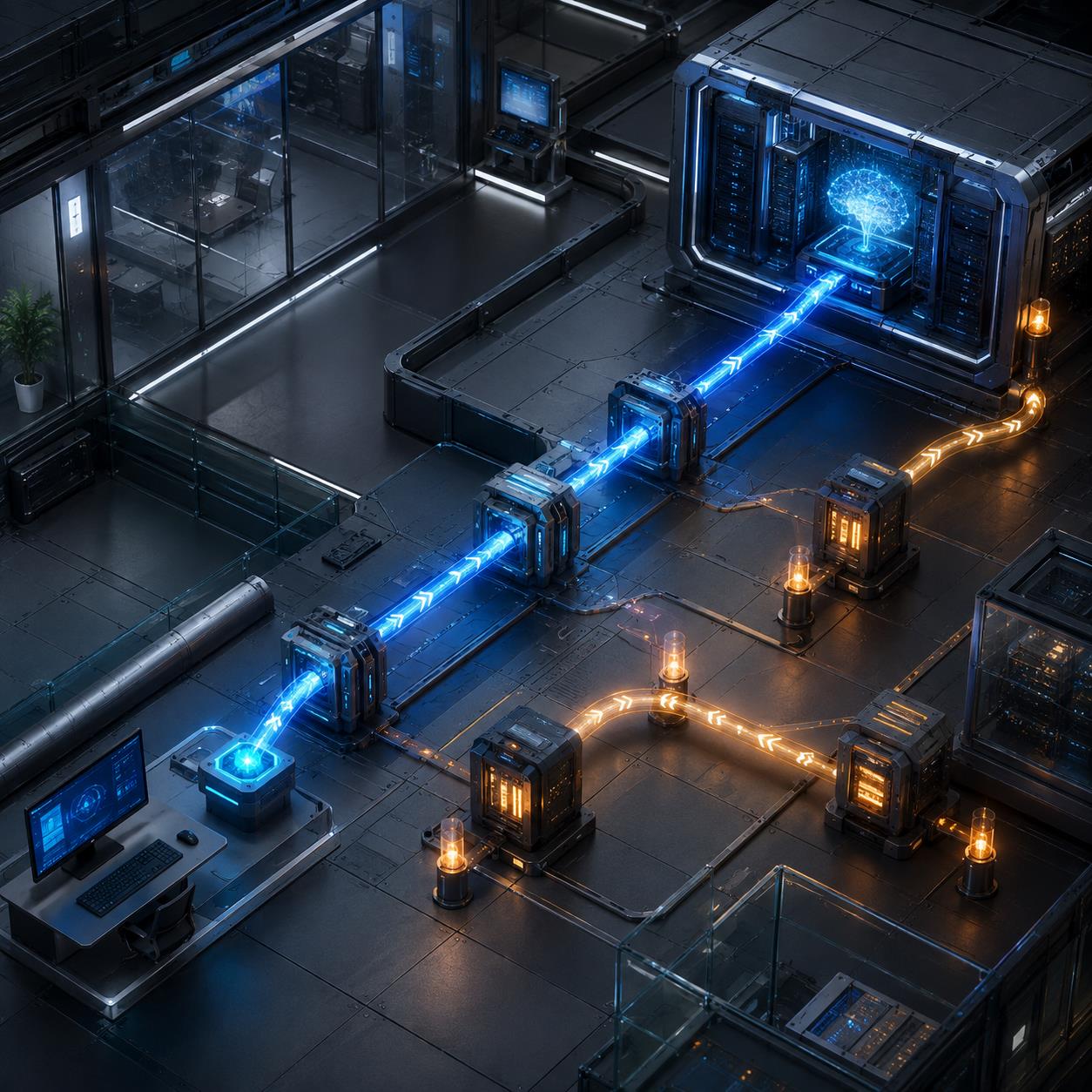 API中转站主路由与备用路由 3D 渲染图